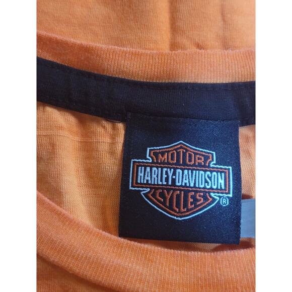 Harley-Davidson Men’s Small T-Shirt Orange Skull Palm Beach FL EUC - Picture 8 of 10